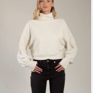 NWOT Agolde Cotton Balloon Sleeve Turtleneck Sweatshirt in Off White Sz Small